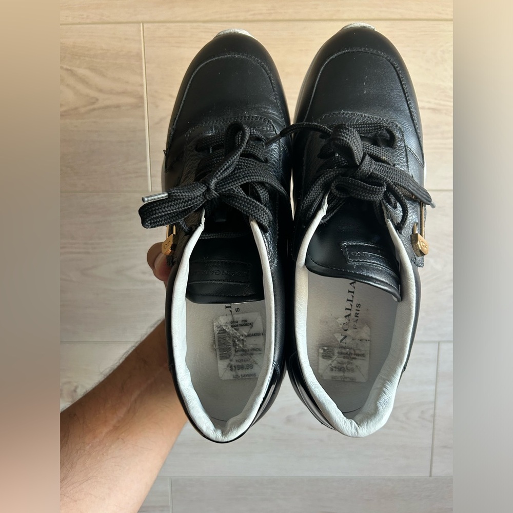 John Galliano Black Leather Sneakers Size 9.5 - Picture 10 of 11